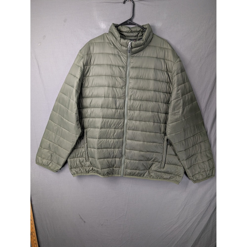 Swiss Tech Mens‎ 2XL Puffer Jacket Olive Green Full Zip Quilted Lightweight 6007